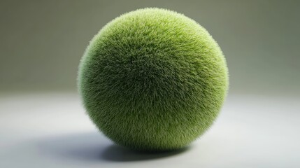 Fototapete - Green Textured Sphere with a Soft Hairy Surface Against a Smooth Solid Background Ideal for Abstract Designs and Nature Concepts