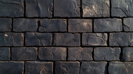 Poster - Textured Black Brick Wall Background for Architectural and Design Applications