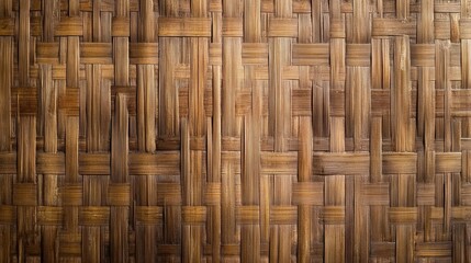 Poster - Natural woven bamboo texture background for design and decoration applications with a warm and earthy aesthetic.