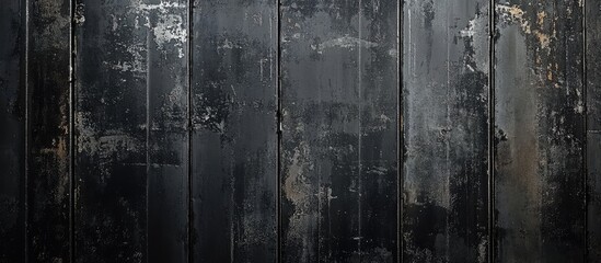 Poster - Black Corrugated Metal Wall Texture Background with Empty Copyspace for Text Ideal for Industrial or Modern Design Applications
