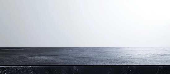Poster - Black countertop on black table against white background ideal for text overlay showcasing elegance and modern design in interior decor