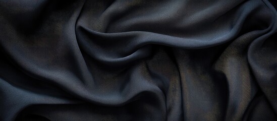 Fototapete - Sleek Black Fabric Texture Background With Smooth Waves Ideal for Text Overlays and Design Elements