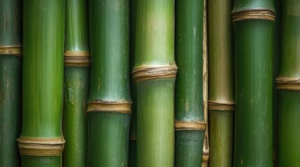 Poster - Green bamboo stems seamless texture ideal for natural backgrounds in design and eco-friendly projects. Perfect for interior decor and prints.