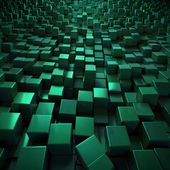 An abstract, psychedelic background featuring a mesmerizing array of  green cubes,