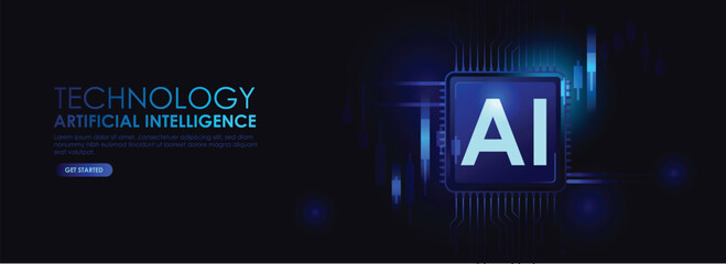 AI Technology Analysis on blue background