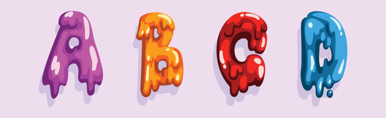 Poster - Slime Font and Alphabet Capital Letter Colorful Vector Set