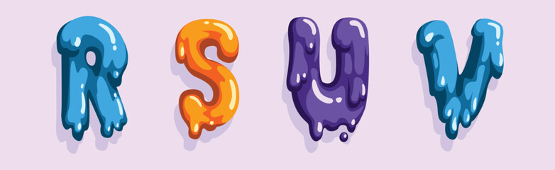 Poster - Slime Font and Alphabet Capital Letter Colorful Vector Set