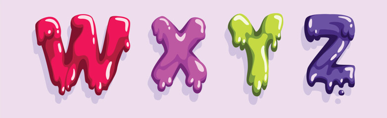 Poster - Slime Font and Alphabet Capital Letter Colorful Vector Set