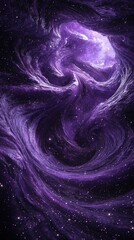 Poster - Swirling purple nebula with sparkling stars cosmic scene digital art mystical space wide-angle view