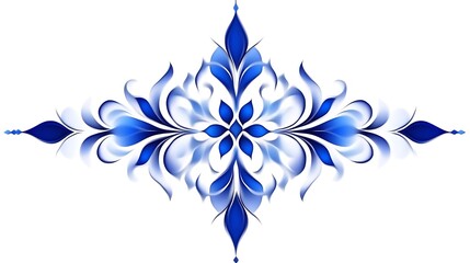 Abstract Blue Floral Design Symmetrical Pattern