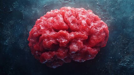 Poster - A red brain is shown on a dark background