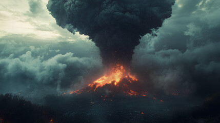 Wall Mural - thick smoke soared high