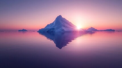 Poster - Iceberg at sunset reflecting in calm water.