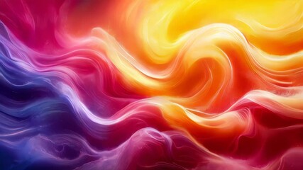 Poster - Fluid abstract waves in radiant shades of orange, yellow, and pink, evoking warmth, motion, and creativity
