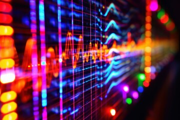 Aufkleber - Abstract colorful sound wave background showing an audio recording being visually represented
