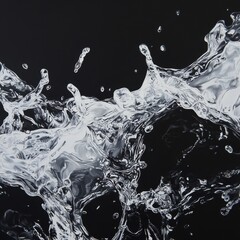 Poster - Dynamic water splash art studio hyperrealistic black background close-up fluid element symbolism