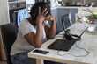 © Anna Berkut/Stocksy - bad day, tired woman with laptop computer at home