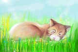 Sleep cat illustration