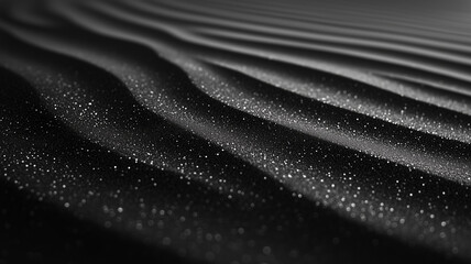 Poster - Black sand dune beach as black sandy wave pattern texture background