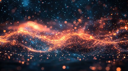 Poster - an abstract technology background featuring a vibrant array of colored optical fibers, creating a vi