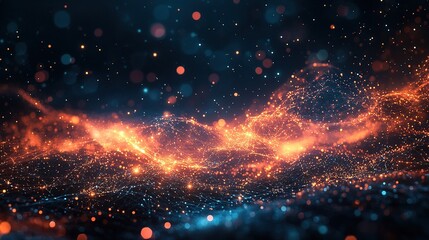 Poster - an abstract technology background featuring a vibrant array of colored optical fibers, creating a vi