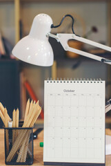 Wall Mural - calendar desk placed on business table. desktop calender for planner to plan agenda, timetable, appo