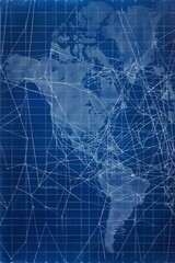 Poster - Global kutae network map blueprint major data centers across north america tech visualization digital design