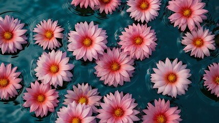 Sticker - pink and white flowers on water