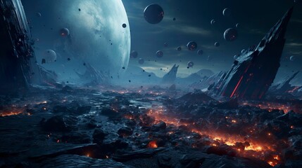 A photo of a VR space exploration game