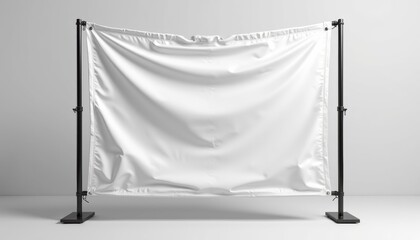 Fototapete - Photorealistic mesh banner mockup with focus on material and design, minimal background highlighting banner details