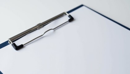 Fototapete - Close-up of clipboard with paper and detailed clip mechanism.
