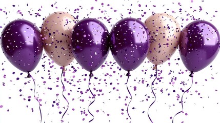 Poster - Purple and beige balloons with confetti.