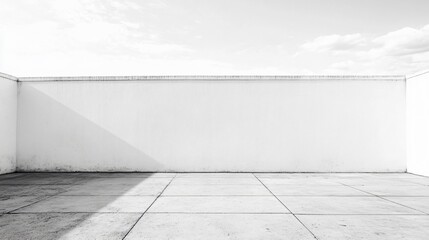 Sticker - White wall with a shadow on it. The wall is empty and the shadow is the only thing visible