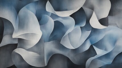 Poster - Elegant interplay of translucent pencil strokes creates a flowing abstract design of soft textures and cool hues