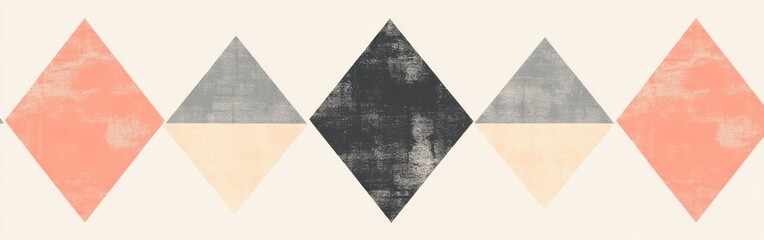 Leinwandbilder - Elegant arrangement of coral and gray triangles creating a modern geometric pattern in a soft color palette