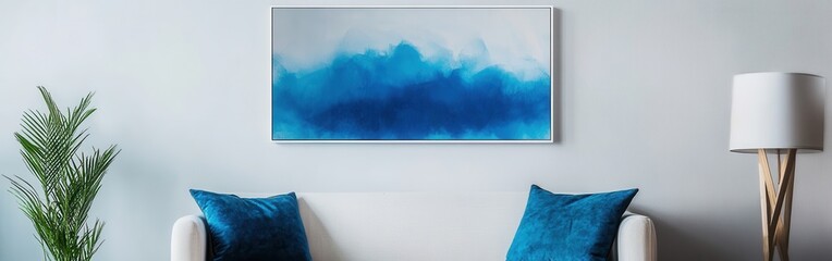 Poster - Abstract canvas with bold pencil detail creating a tranquil atmosphere in a modern living room