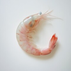 Poster - Fresh translucent pink shrimp showcasing its delicate features on a clean surface ready for culinary preparation