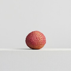 Aufkleber - Fresh lychee with a rough pink-red skin resting on a minimalist surface in natural light during daylight hours