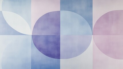 Poster - Minimalist geometric design showcasing soft pastel colors and circular shapes in an artistic composition