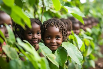 Wall Mural - Group of beautiful young children from central african republic