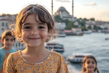 Wall Mural - Group of beautiful young children from turkey