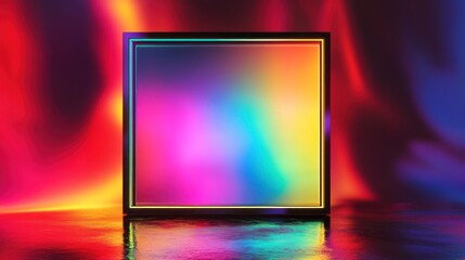 Poster - Vibrant Multicolored Abstract Background with Illuminated Frame for Creative Design, Advertising, and Art Projects Featuring Dynamic Light Patterns