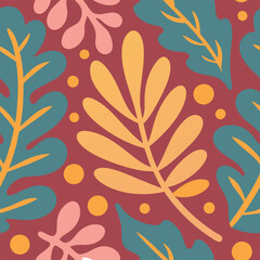 Wall Mural - seamless pattern with autumn leaves vector illustration.