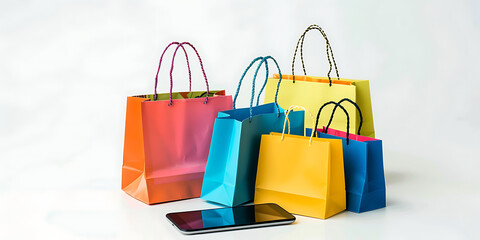 Online Shopping Concept with Bags and Phone