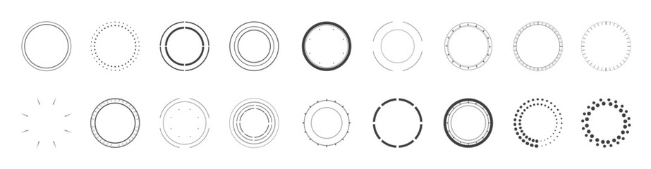 Wall Mural - Abstract circle design elements. Round frame border set. Vector circular lines