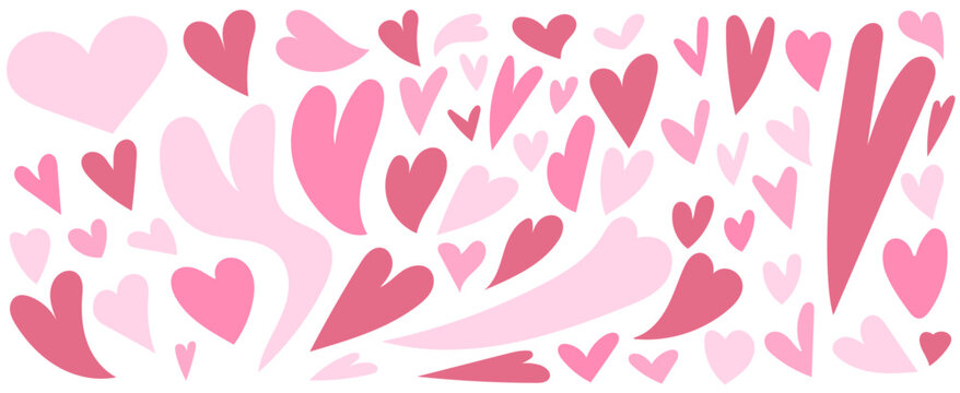 set of doodle drawing hearts in vector isolated