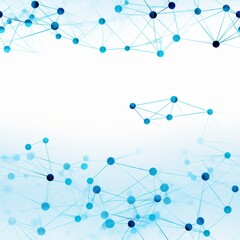 Poster - Abstract network diagram  seamless pattern of connecting lines and nodes in blue shades on white