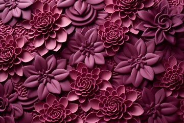 Poster - Elegant linear flower design in burgundy  modern art with varied line thickness and shades