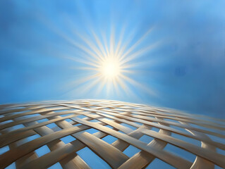 Wall Mural - Woven surface, bright sun, blue sky, summer, background ideal for website header