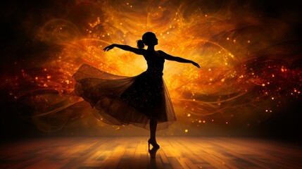 Poster - Colorful light flares on dark background with gold and silver effects for depth and movement